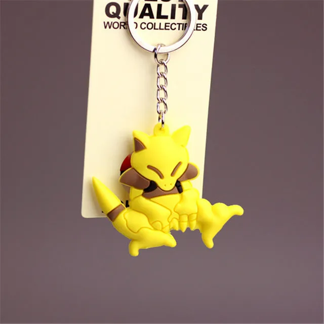 New Pikachu Keychain Pocket Monster Key Holder Pokemon Go Key Ring Pendant 3D Mini Charmander Squirtle Bulbasaur Figure Toy 2016