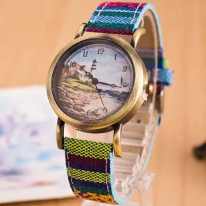 New Style Women Watch New Fashion Trendy Casual Watch Braid Multicolor Leather Quartz Watch Vintage Ethnic Wristwatch