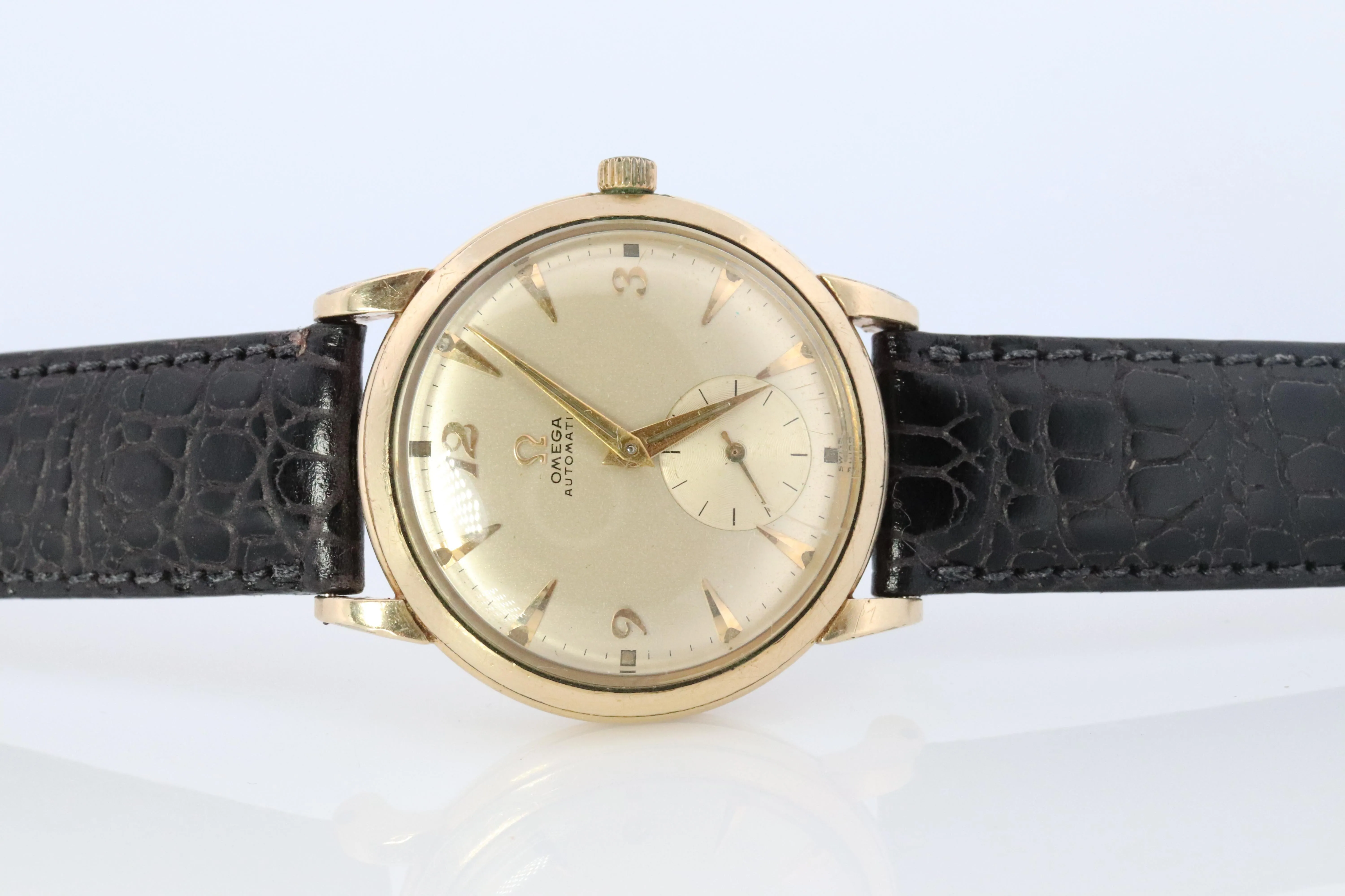 OMEGA Automatic Watch 14k GF Omega Automatic Hammer Bumper 1940s Mens Wristwatch