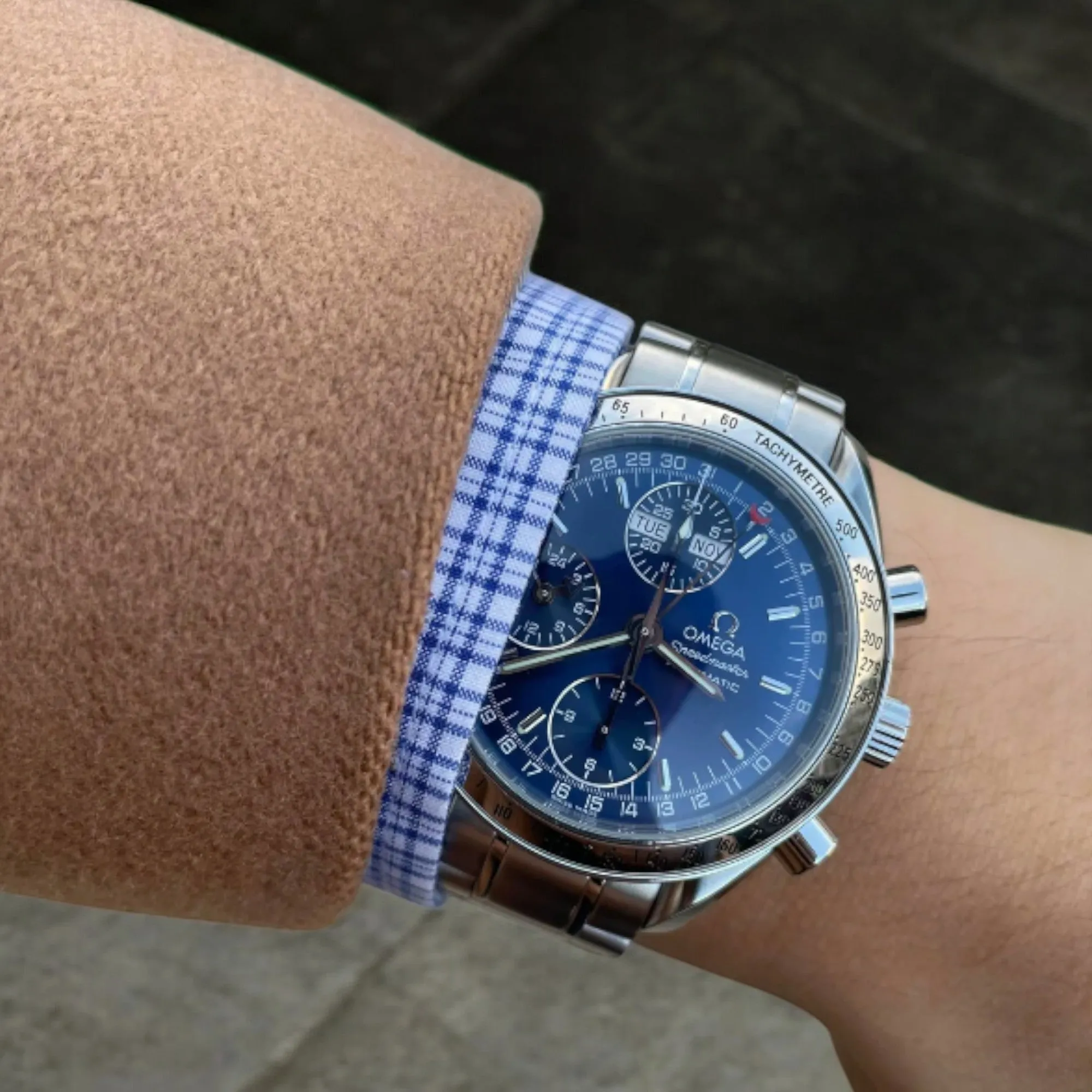 Omega Speedmaster 3511.80.00 Date Blue Dial Chronograph Mens Watch