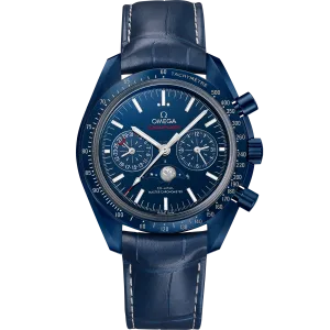 Omega Speedmaster Moonphase 44.25 mm, blue ceramic on leather strap