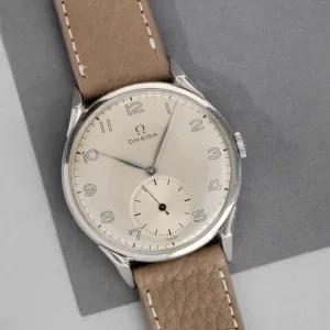 Omega Steel Oversize Watch Ref 2603-7 from 1950s Large Case 38mm