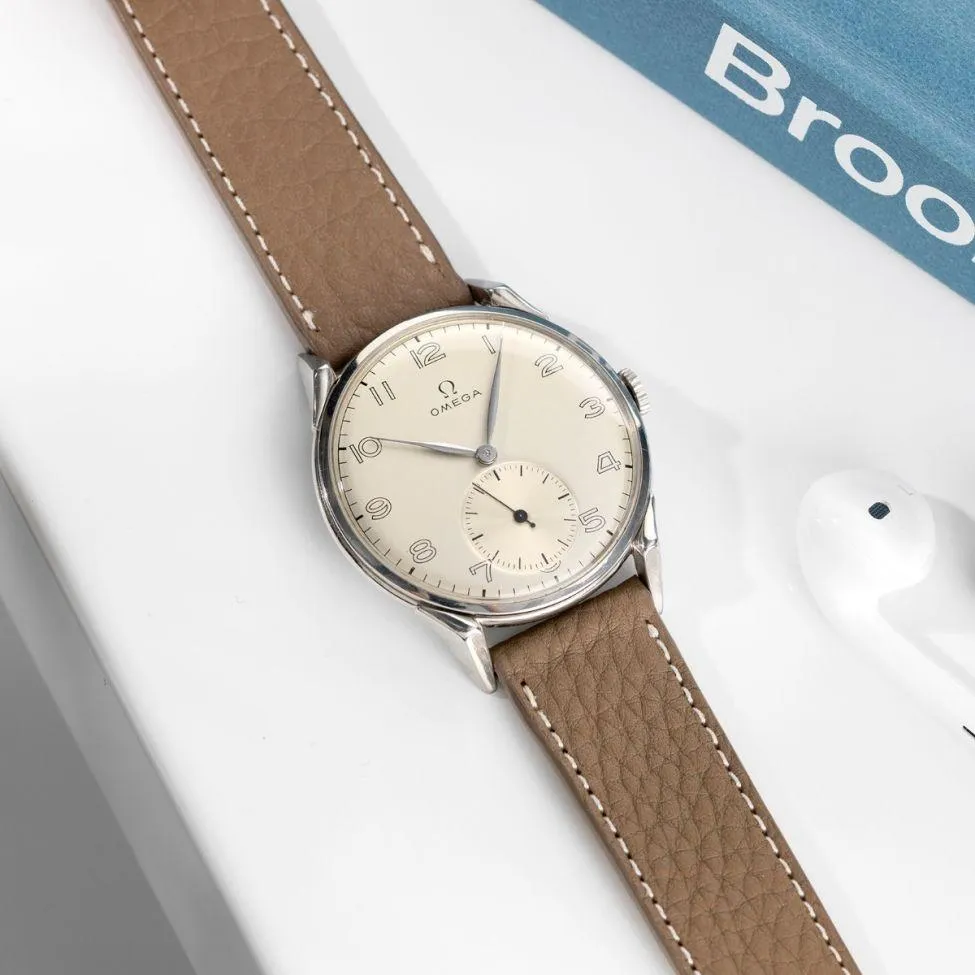 Omega Steel Oversize Watch Ref 2603-7 from 1950s Large Case 38mm