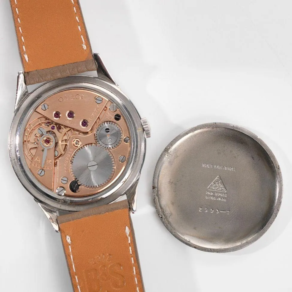 Omega Steel Oversize Watch Ref 2603-7 from 1950s Large Case 38mm
