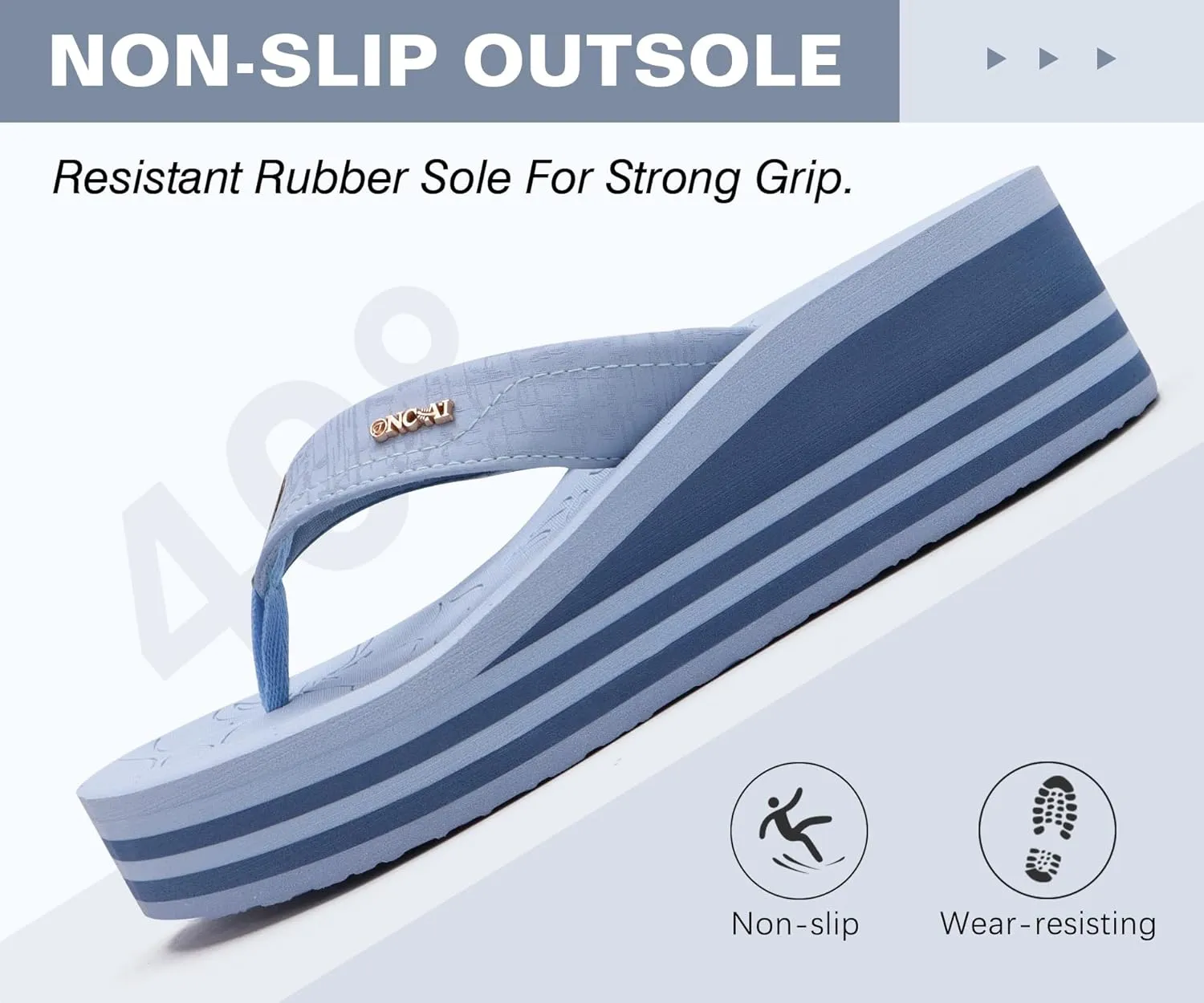 ONCAI Womens Platform Flip Flops Trendy Dressy Womans Summer Sandals with Comfortable Flatform Arch Support Walking Outdoor Rubber Soles (US Size 5-11)