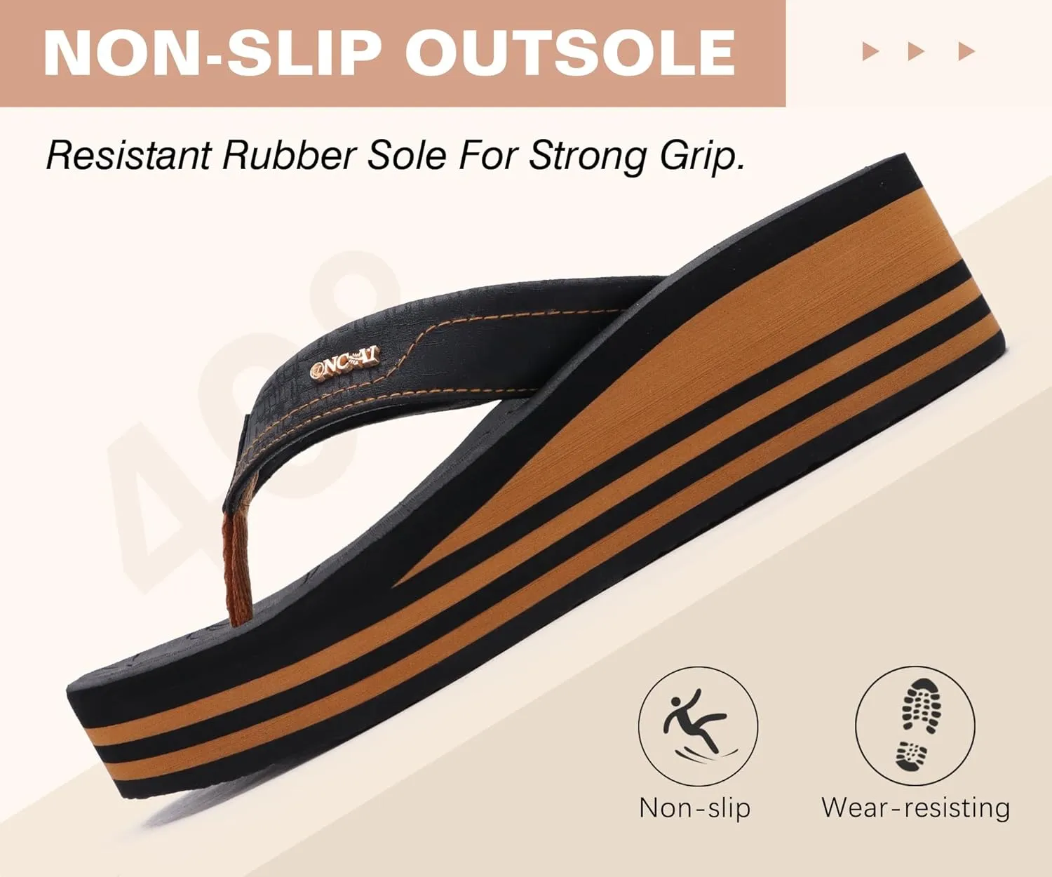 ONCAI Womens Platform Flip Flops Trendy Dressy Womans Summer Sandals with Comfortable Flatform Arch Support Walking Outdoor Rubber Soles (US Size 5-11)