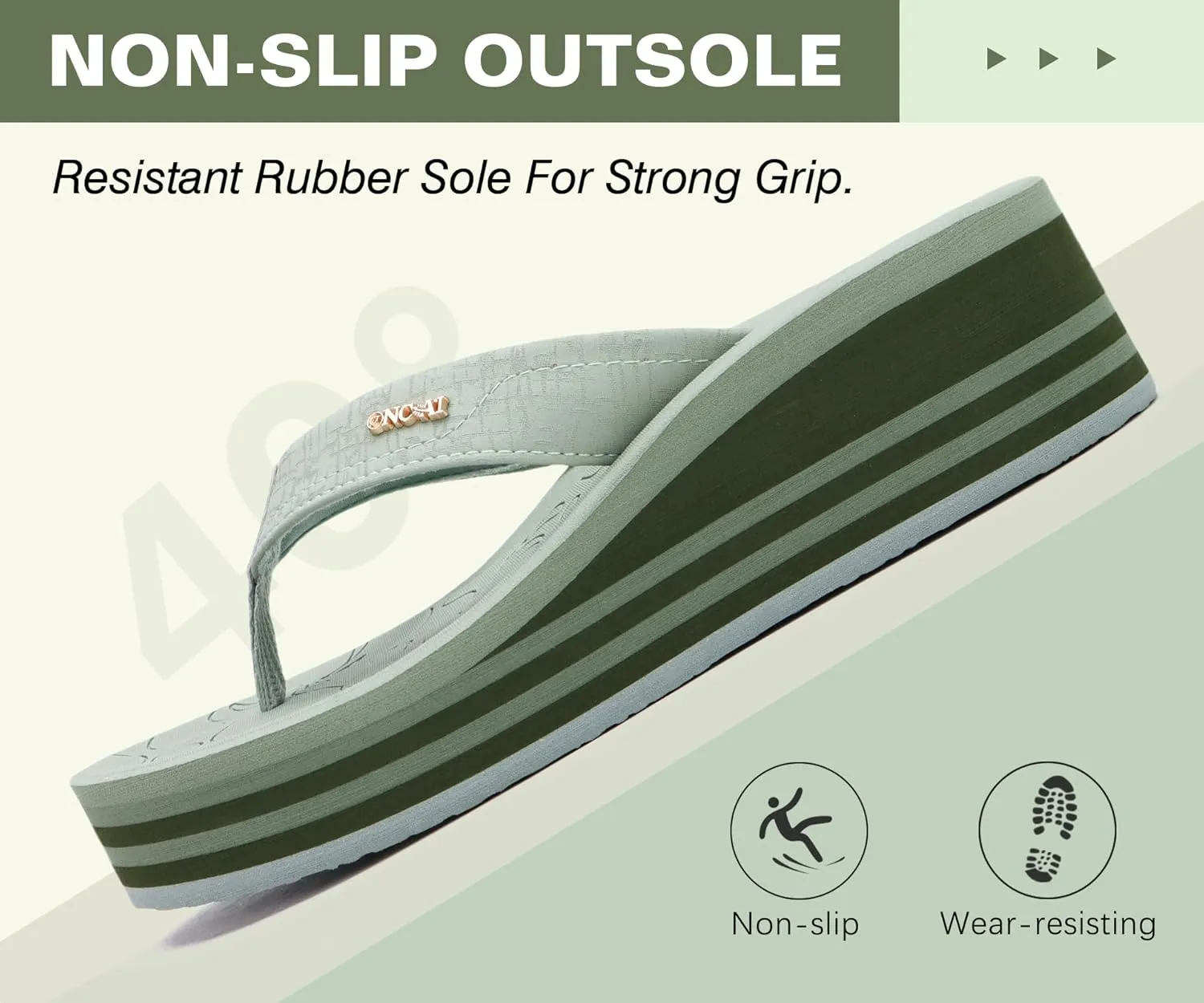 ONCAI Womens Platform Flip Flops Trendy Dressy Womans Summer Sandals with Comfortable Flatform Arch Support Walking Outdoor Rubber Soles (US Size 5-11)