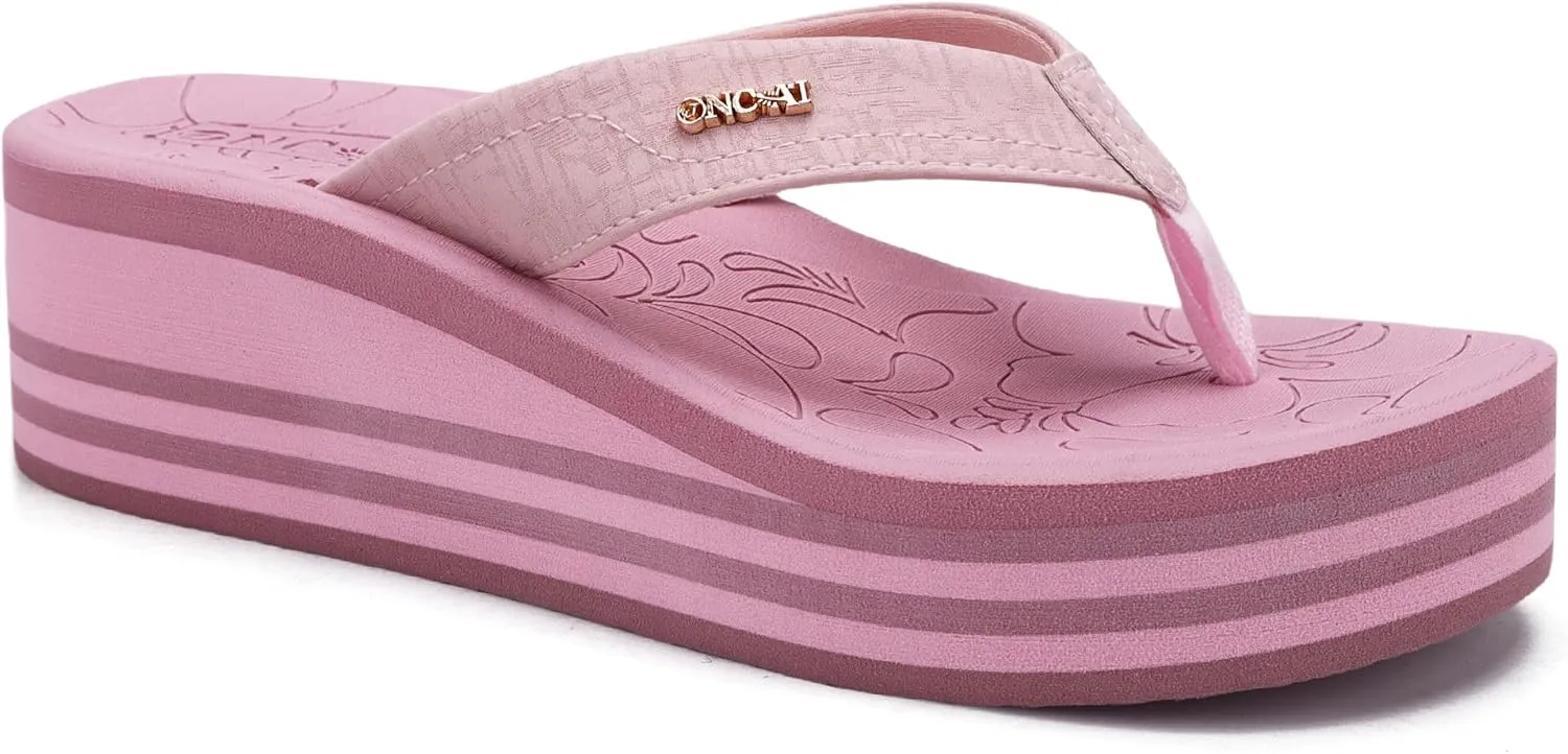 ONCAI Womens Platform Flip Flops Trendy Dressy Womans Summer Sandals with Comfortable Flatform Arch Support Walking Outdoor Rubber Soles (US Size 5-11)