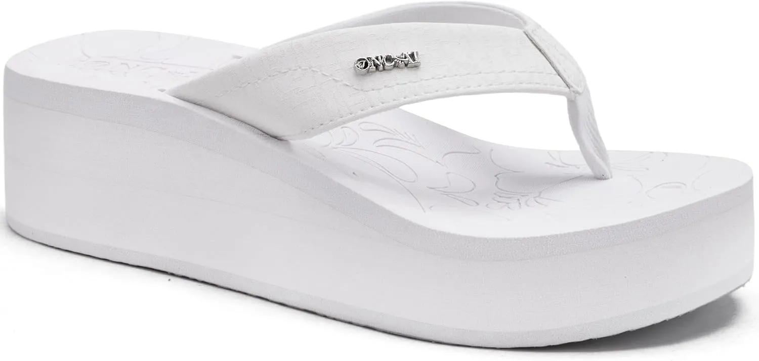 ONCAI Womens Platform Flip Flops Trendy Dressy Womans Summer Sandals with Comfortable Flatform Arch Support Walking Outdoor Rubber Soles (US Size 5-11)