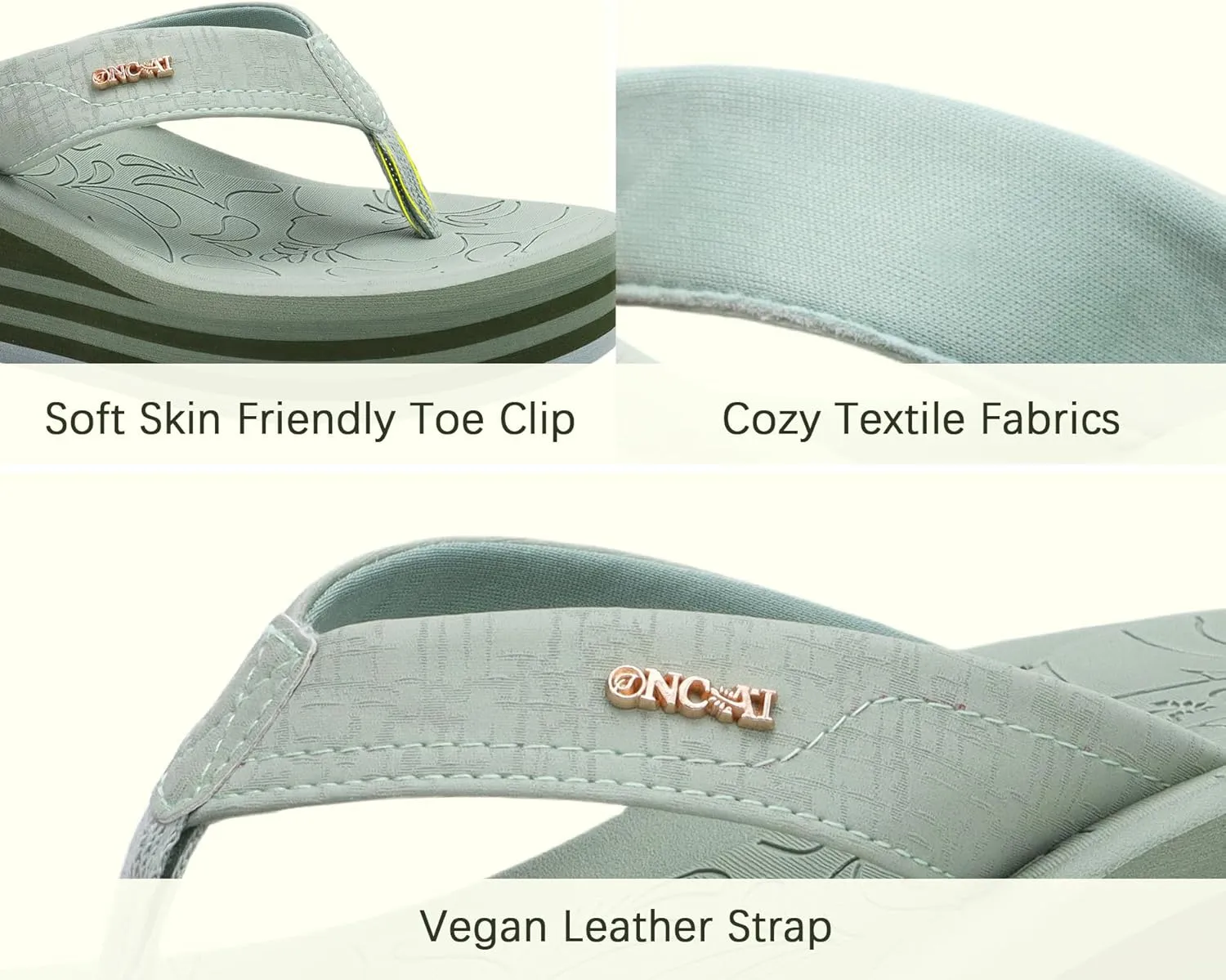 ONCAI Womens Platform Flip Flops Trendy Dressy Womans Summer Sandals with Comfortable Flatform Arch Support Walking Outdoor Rubber Soles (US Size 5-11)