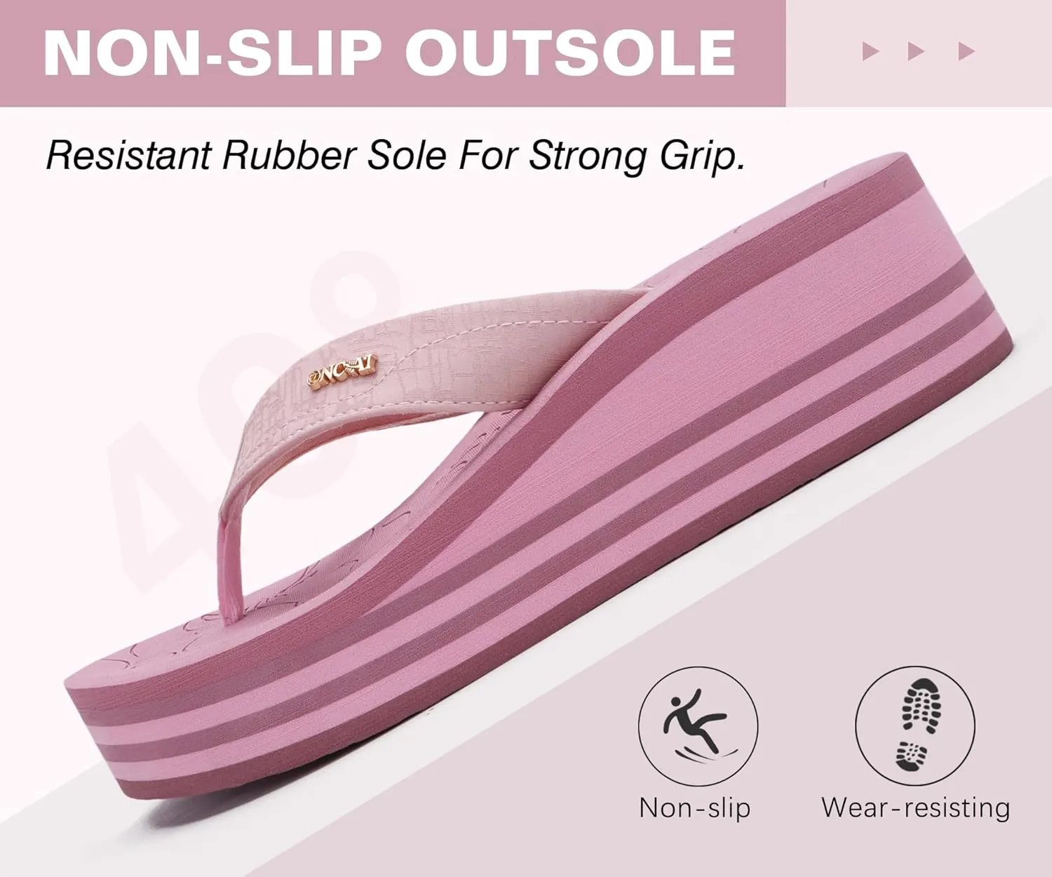 ONCAI Womens Platform Flip Flops Trendy Dressy Womans Summer Sandals with Comfortable Flatform Arch Support Walking Outdoor Rubber Soles (US Size 5-11)