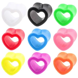 Pair Acrylic Heart Hollow Ear Tunnels Flesh Expander Gauges Plugs Earlets Earring Ear Piercing Body Jewelry