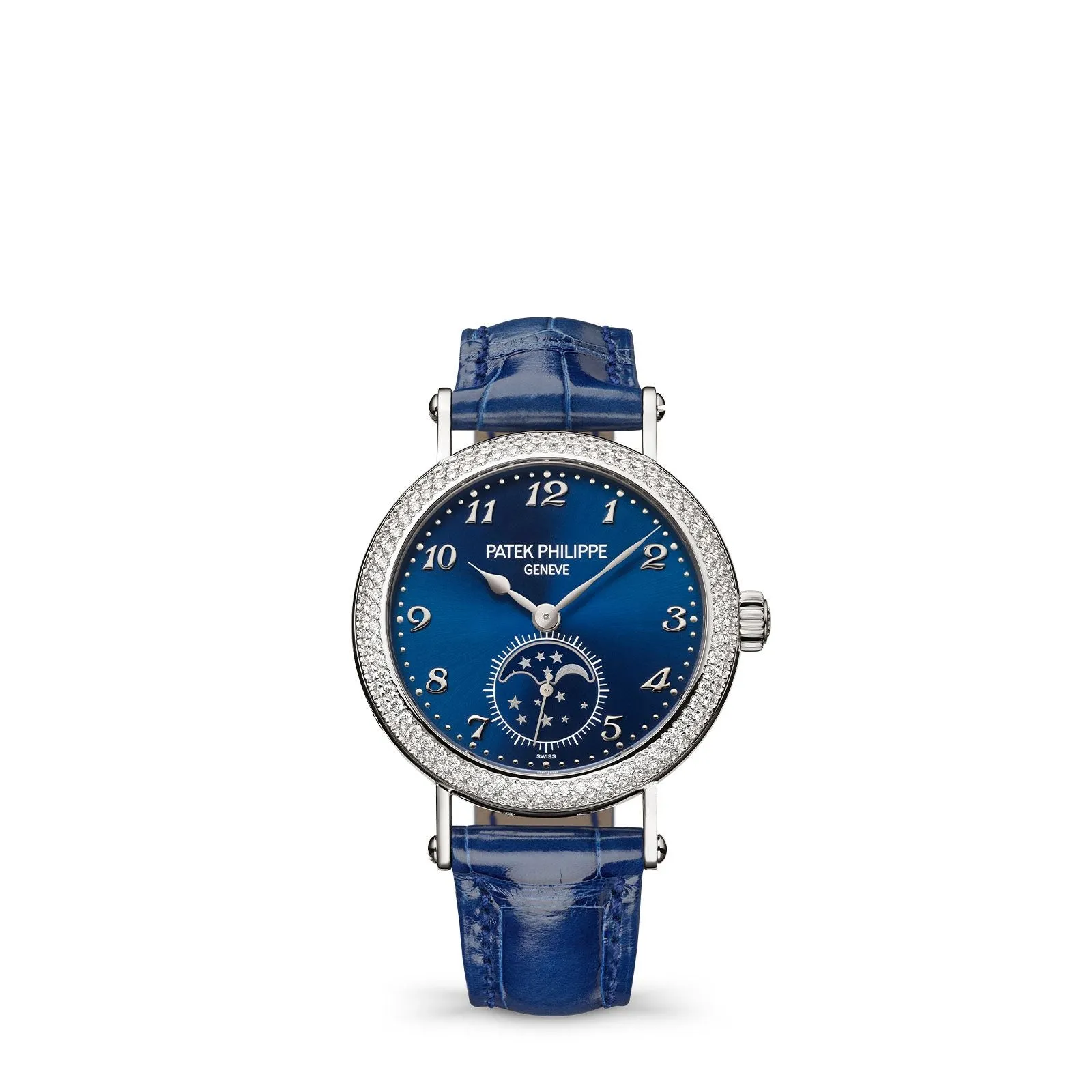 Patek Philippe Complications Moon Phases & Small Seconds, Blue Sunburst Dial 7121/200G-001