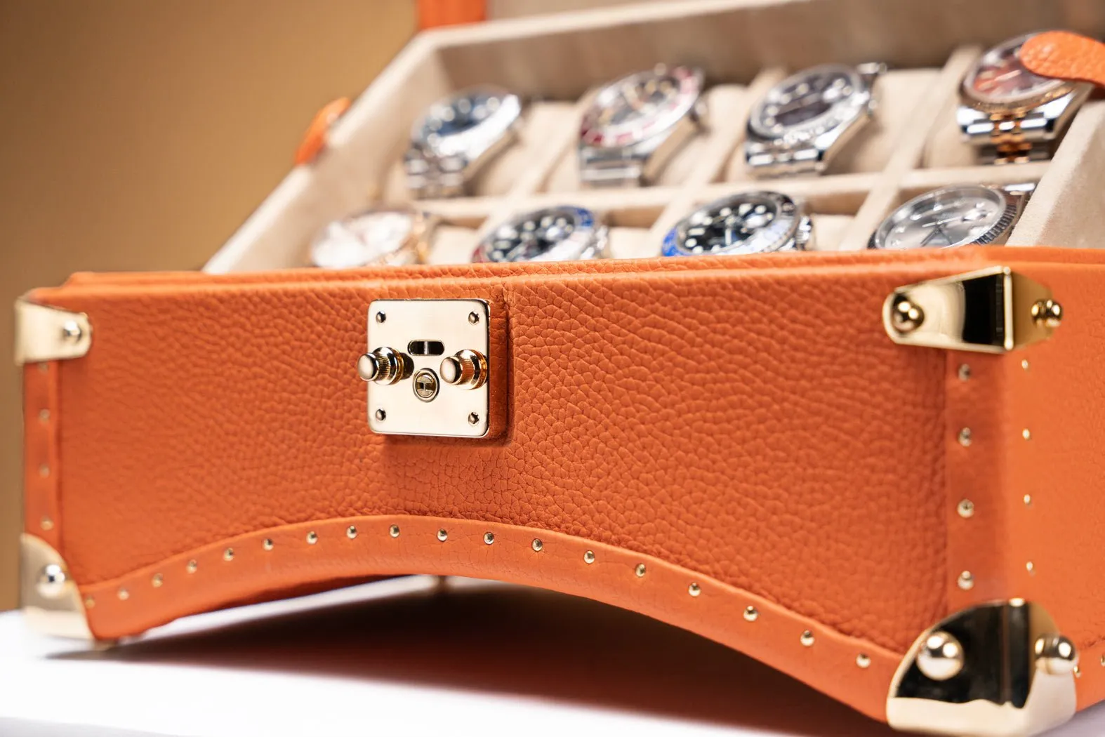 Petra Oval Watch Case - Togo Orange