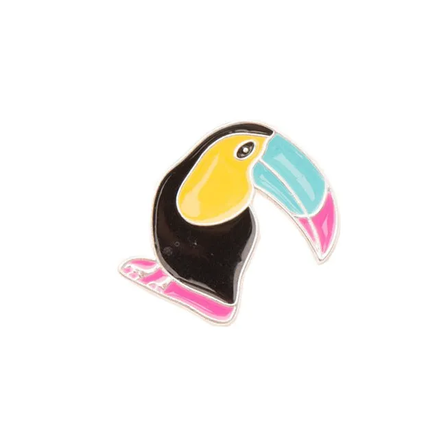 Pineapple Toucan rainbow Lips Juice Flamingos Sunglass Watermelon Hat Guitar Brooch Denim Jacket Pin Badge Fashion Jewelry