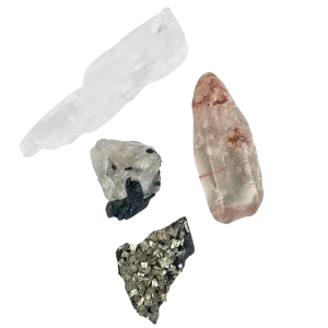 Pyrite Basalt  Black Tourmaline w/ Feldspar   Lemurian   Phantom Quartz #369