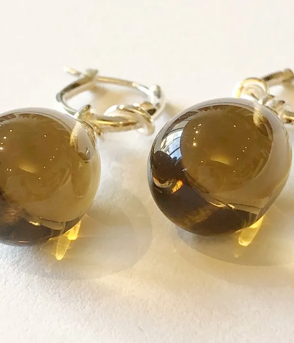 R.ALAGAN/KNOT SMOKY QUARTZ EARRINGS(SILVER)