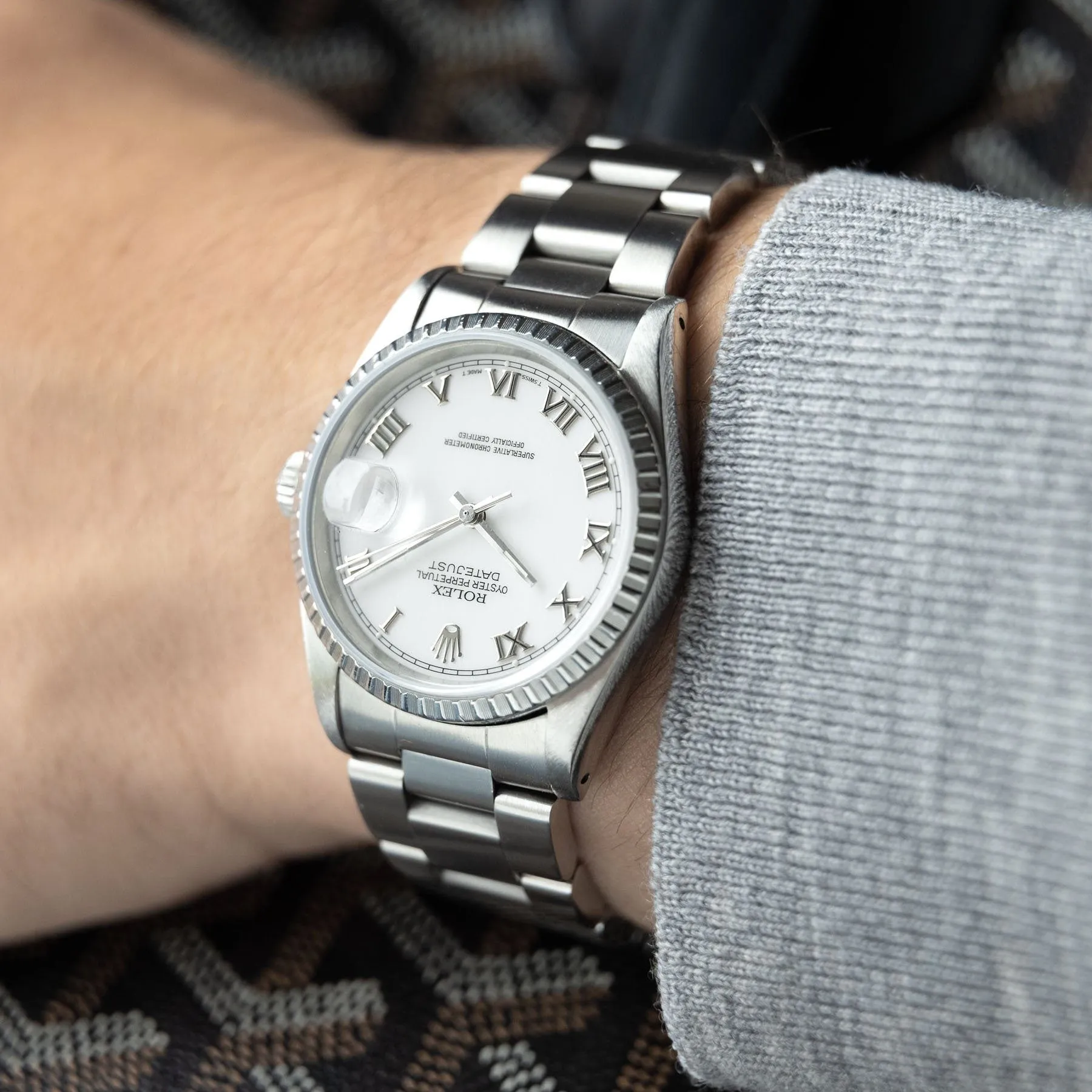 Rolex Datejust White Porcelain Dial Reference 16220
