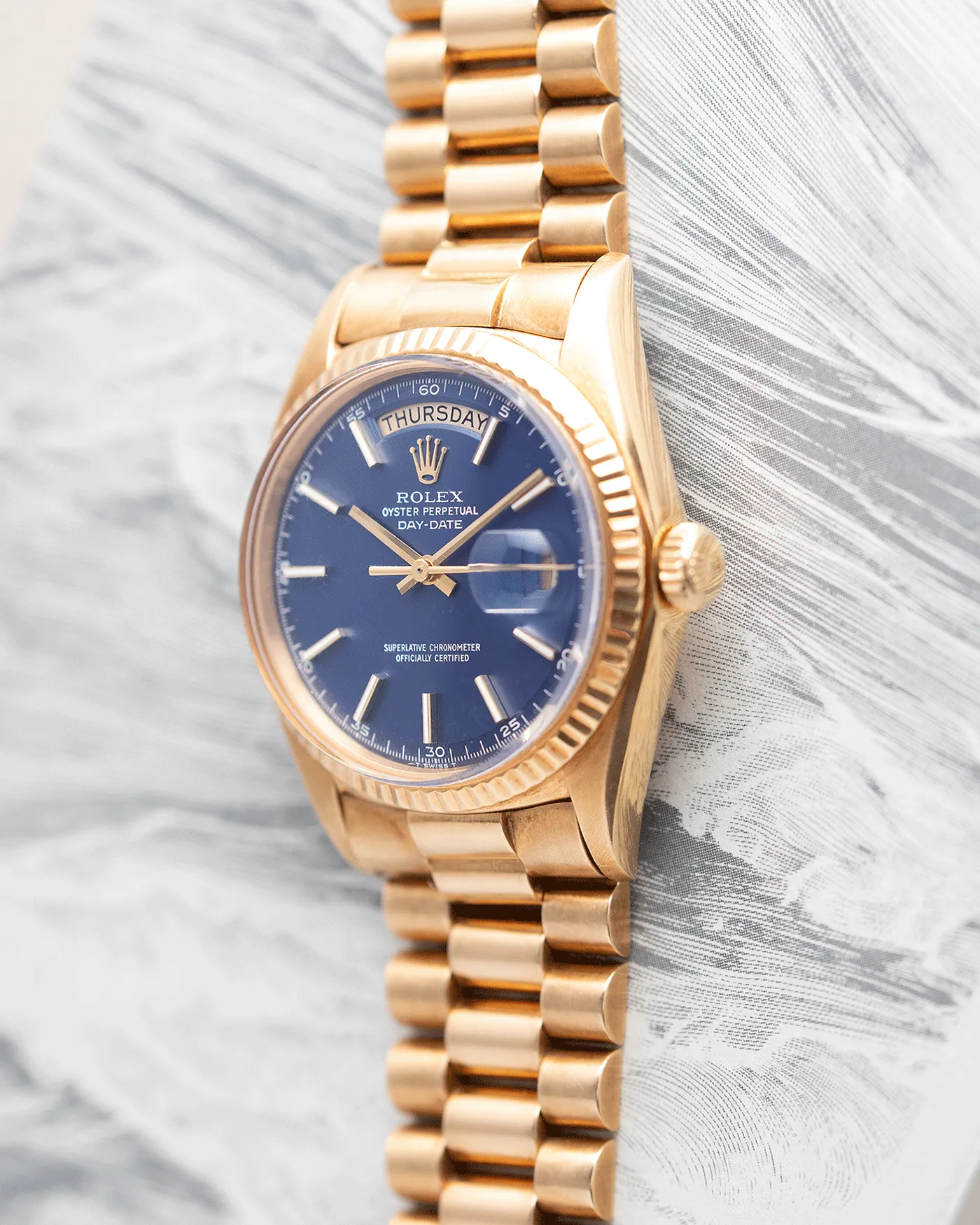 Rolex Day Date 1803 Matte Blue Non-Lume Dial
