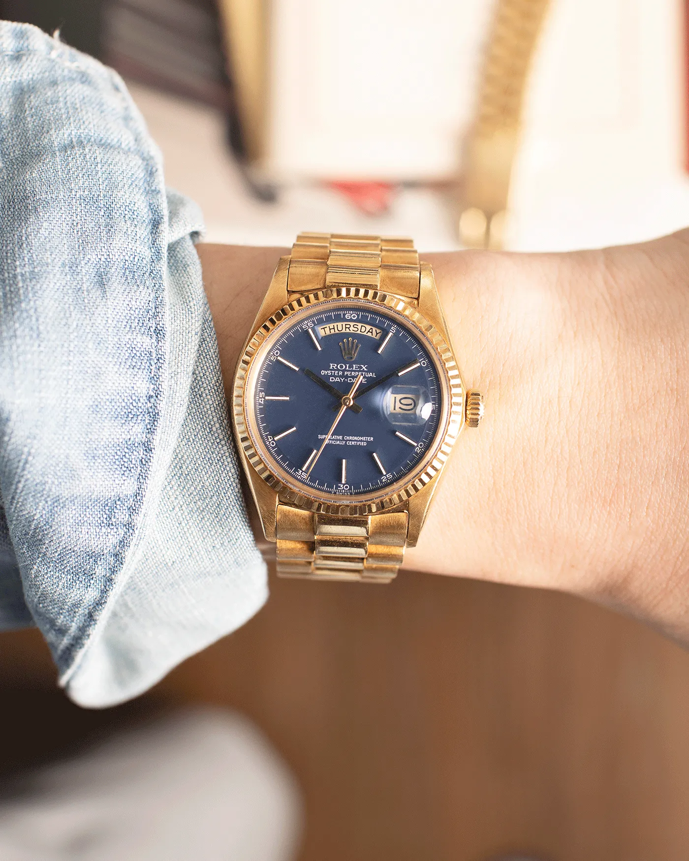 Rolex Day Date 1803 Matte Blue Non-Lume Dial