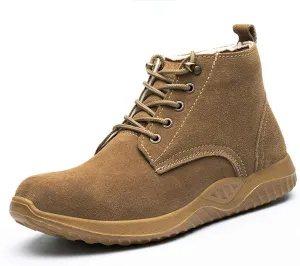 Safety Boots Men Women Lightweight Work Boots with Steel Toe Cap Breathable Kevlar Safety Shoes Trainers Puncture Proof Comfy Work Shoes (Color : Brown, Size : 5.5 US)