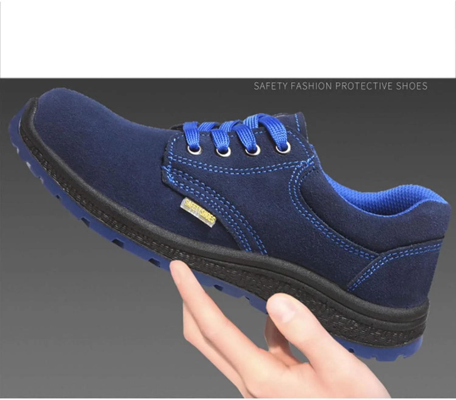 Safety Shoes Mens Work Trainers Ladies Running Construction Boots Women Steel Toe Cap (Color : Blue, Size : 9 US)