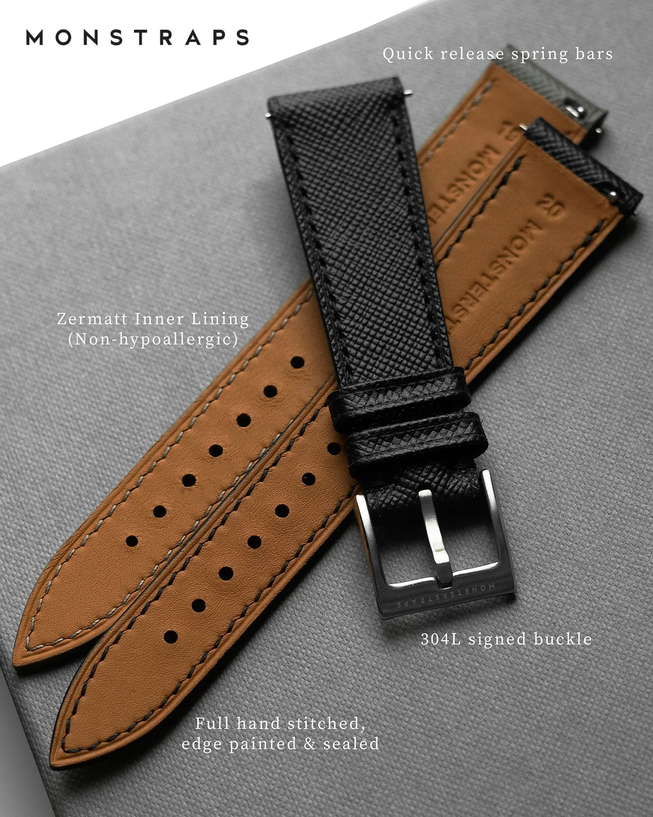 Saffiano Leather Strap (Black)