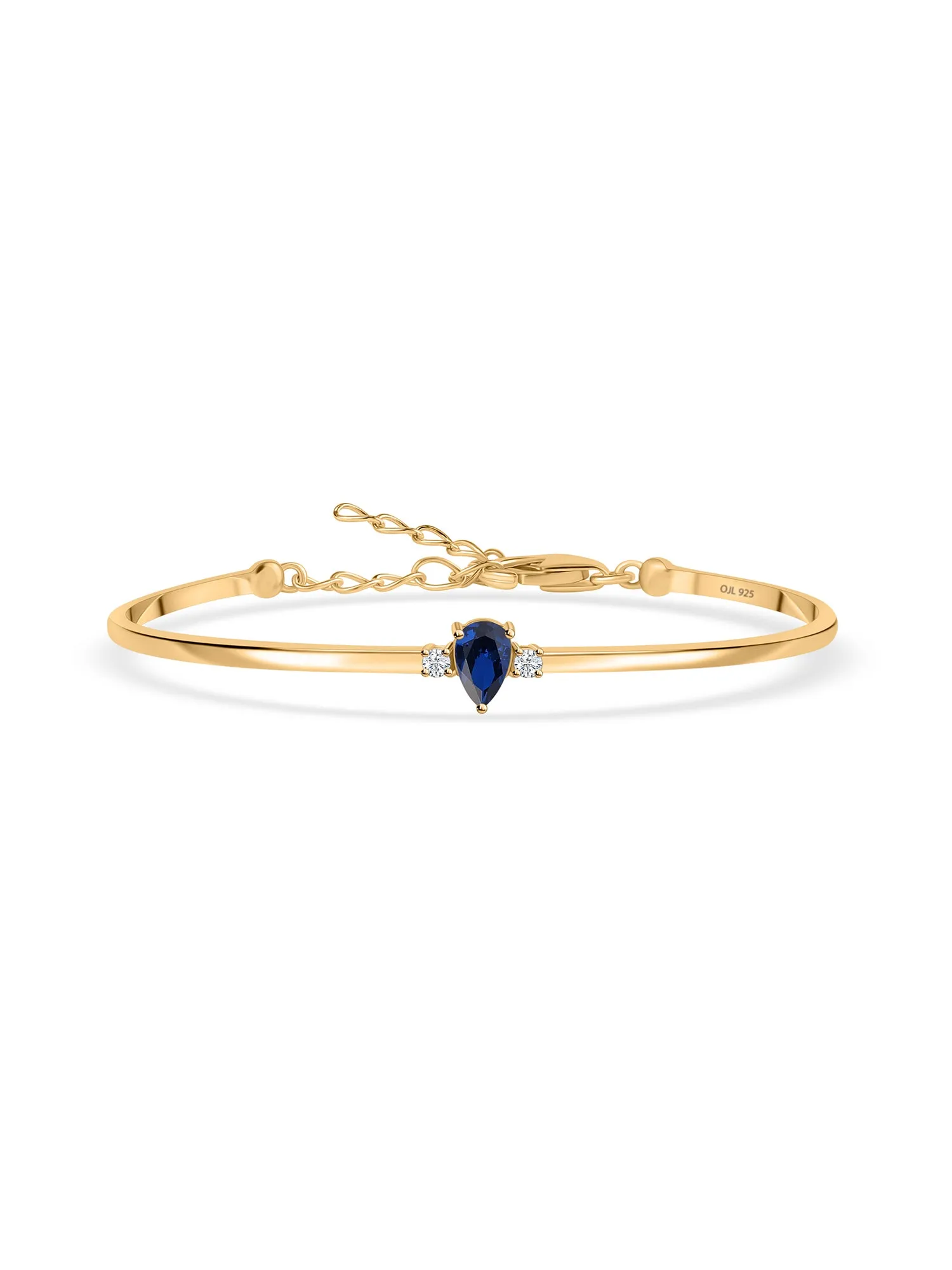 Sapphire Cuff Gold Bangle For Women - Size 2.6