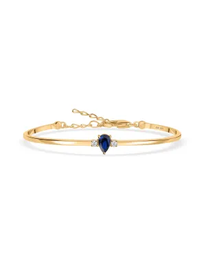 Sapphire Cuff Gold Bangle For Women - Size 2.6