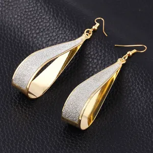 Scrub Water Drop Earrings For Women Silver Gold Color Long Earring Jewelry Accessory Vintage Punk Exaggeration Dangle Eardrop