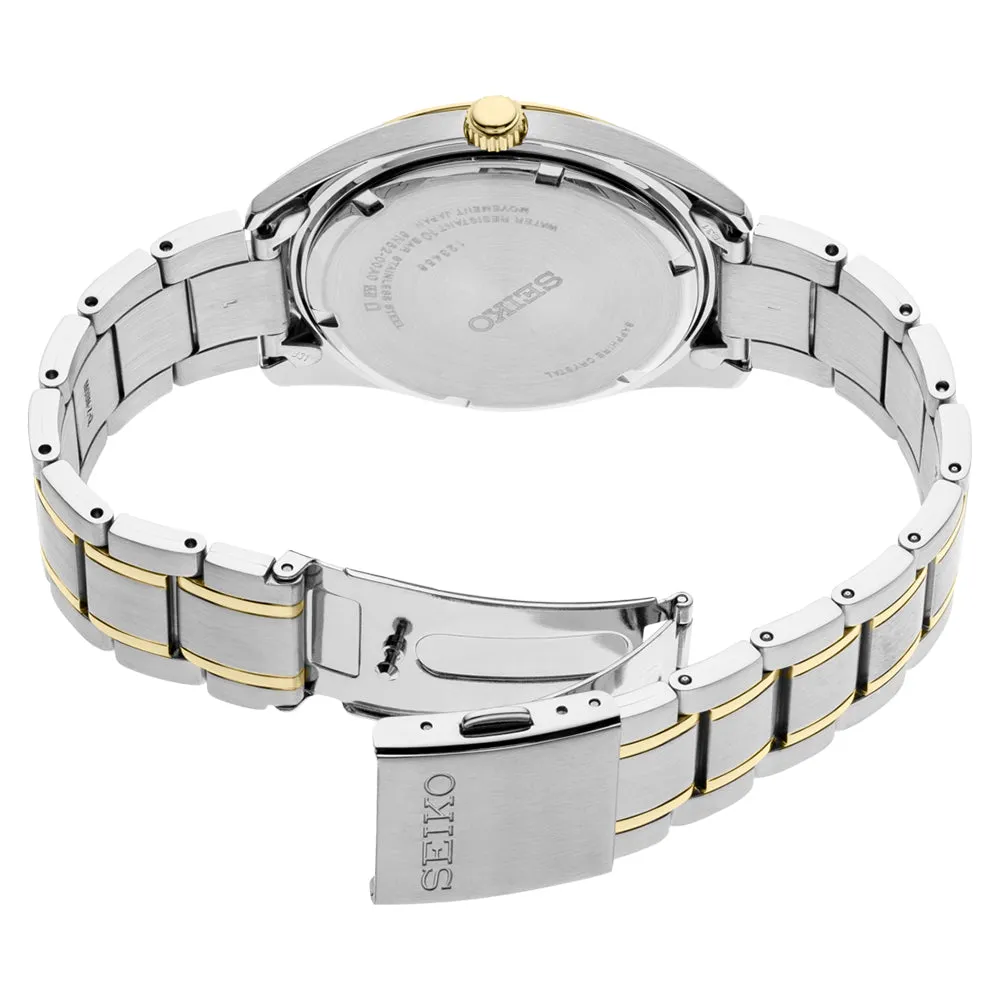 Seiko Mens Essentials Two Tone Stainless Steel Bracelet Silver Dial Japanese Quartz Watch - SUR312