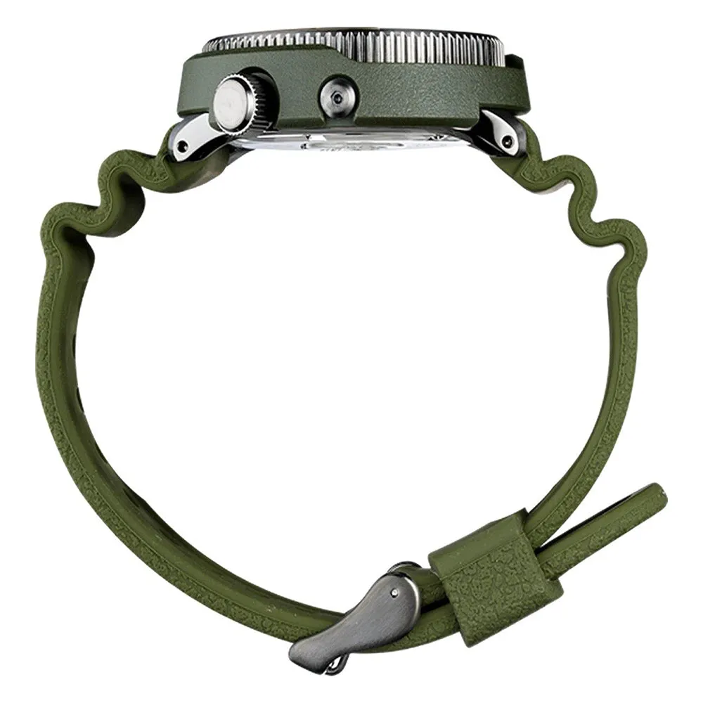 Seiko Solar Diver Mens Camo Green Silicone Rubber Band Chronograph Camo Green Quartz Dial Watch - SNE535