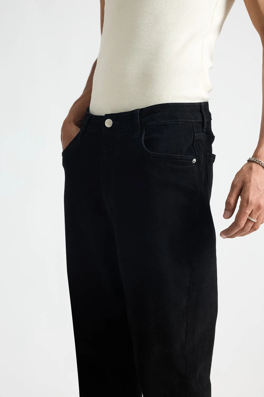 Sleek Black Men's Carrot Fit Jeans