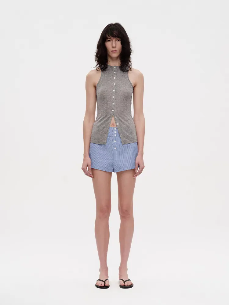 Sleek Cutout Button-Up Halter Tank