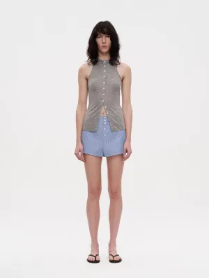 Sleek Cutout Button-Up Halter Tank