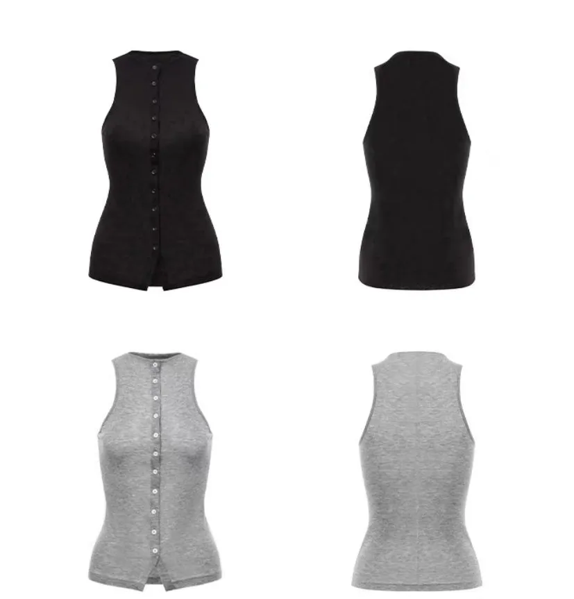 Sleek Cutout Button-Up Halter Tank