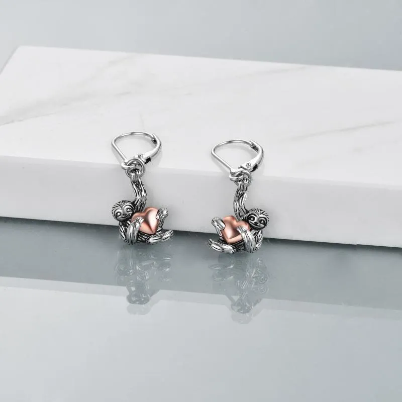Sloth Leverback Dangle Drop Earrings