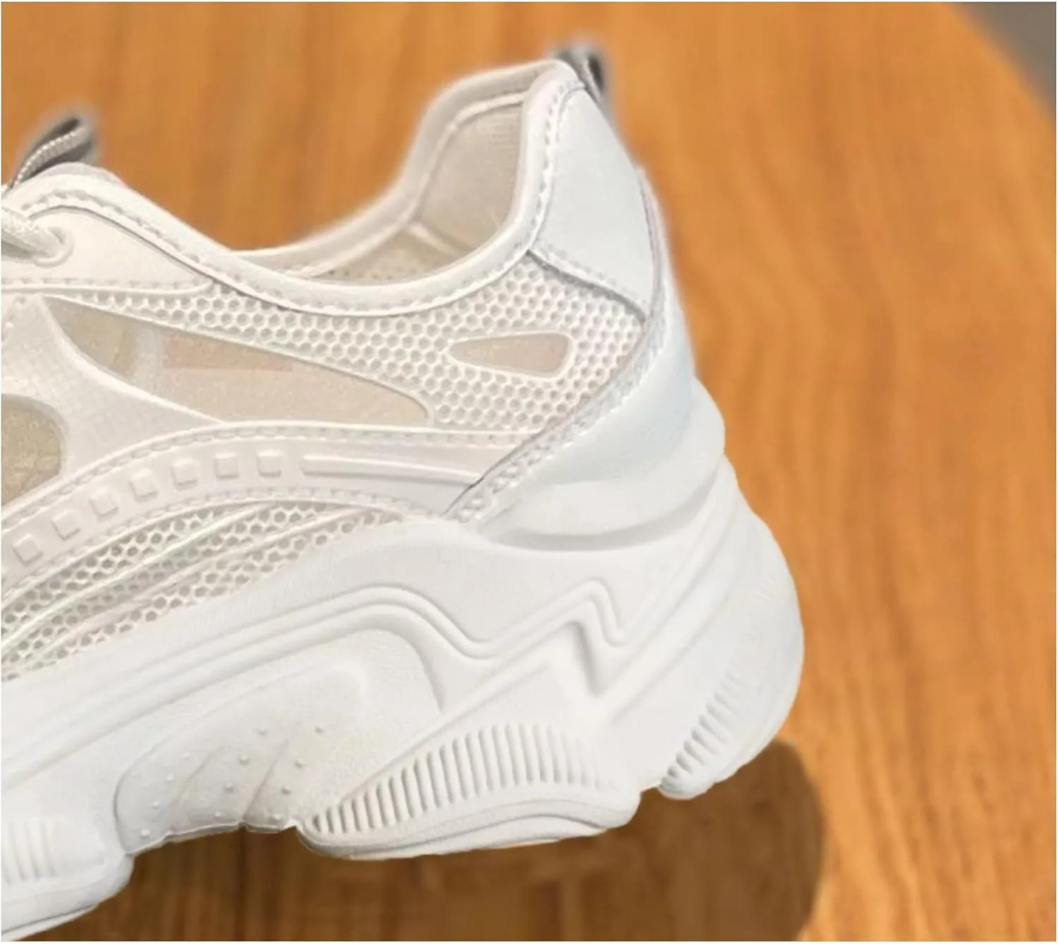 Spring Summer Women's Y2K Leather Breathable Mesh White Dad Chunky Sneakers Trendy Hollow | Flat Platform Casual Shoes