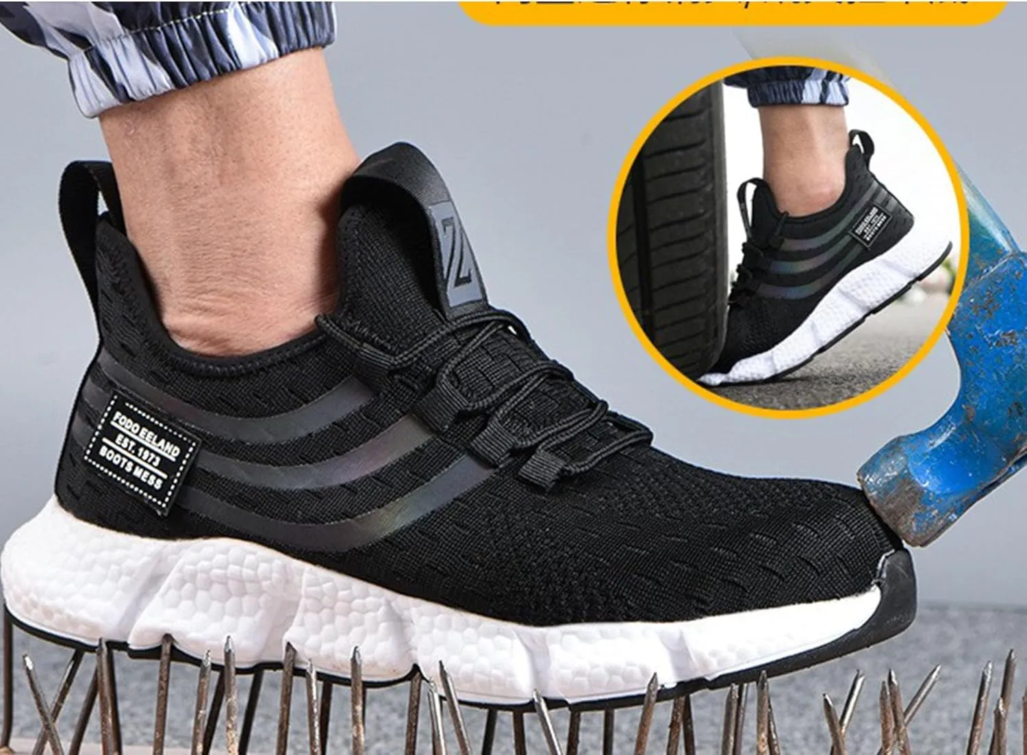 Tanleewa Work Safety Boots Steel Toe Shoes for Men Women Lightweight Breathable Industrial & Construction Sneakers