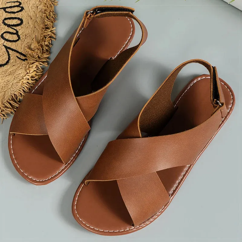 TANYA  Sleek Criss-Cross Flat Sandals
