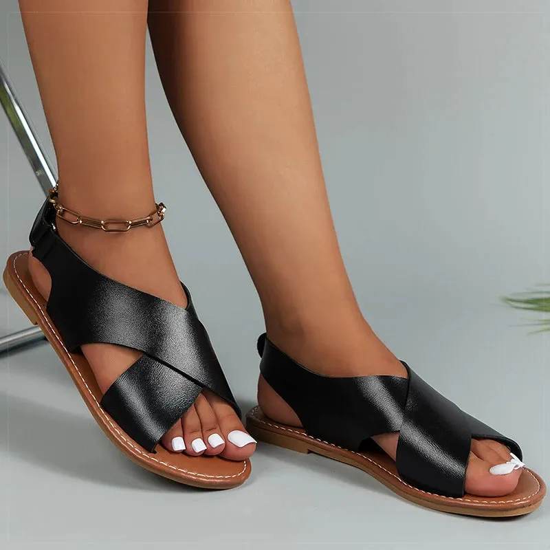 TANYA  Sleek Criss-Cross Flat Sandals