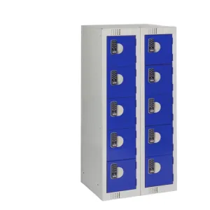 Ten Door Personal Effects Locker Blue Electronic Four-Digit Lock - HR535