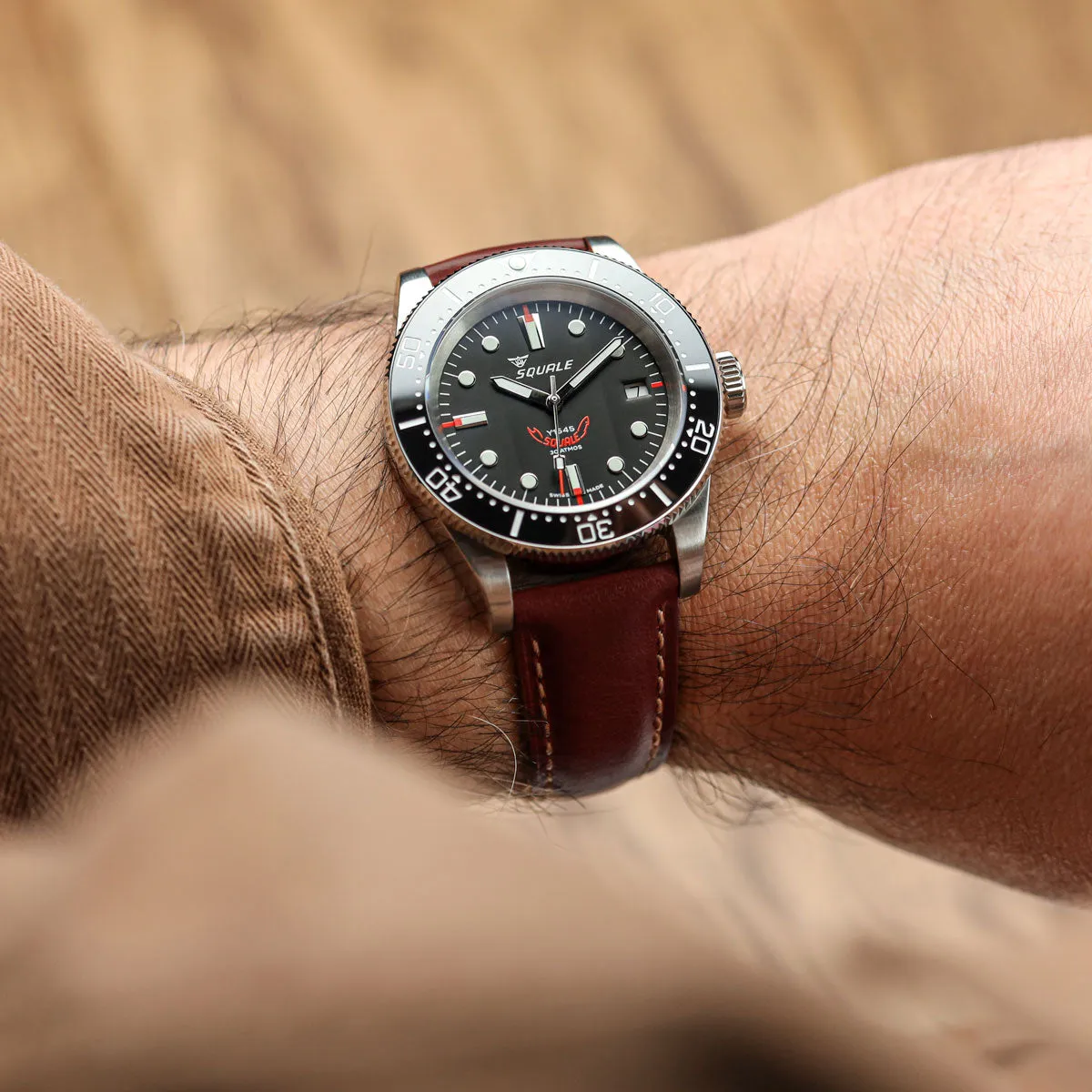 Tenby Classic Padded Genuine Leather Watch Strap  - Chestnut Brown