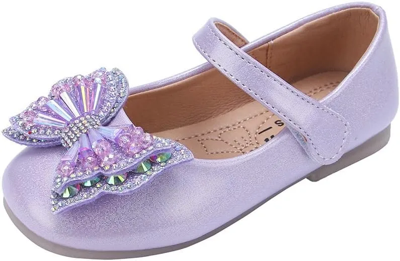 Toddler Girls Dress Shoes Little Girls Bowknot Mary Jane Flats Party Wedding Ballerina Shoes