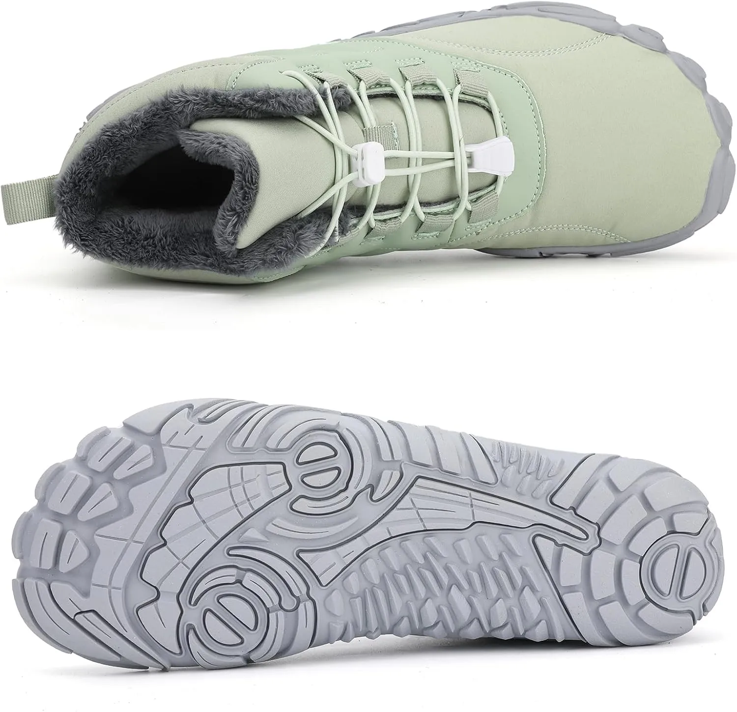 Tongzone Men's Wide Toe Box Barefoot Shoes Fur Lined Minimalist Zero Drop Sole Walking shoes Winter