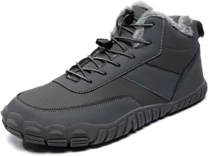 Tongzone Men's Wide Toe Box Barefoot Shoes Fur Lined Minimalist Zero Drop Sole Walking shoes Winter