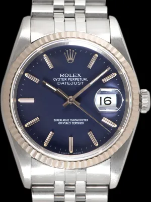 *Unpolished* 1991 Rolex Datejust (Ref. 16234) Satin Blue Dial