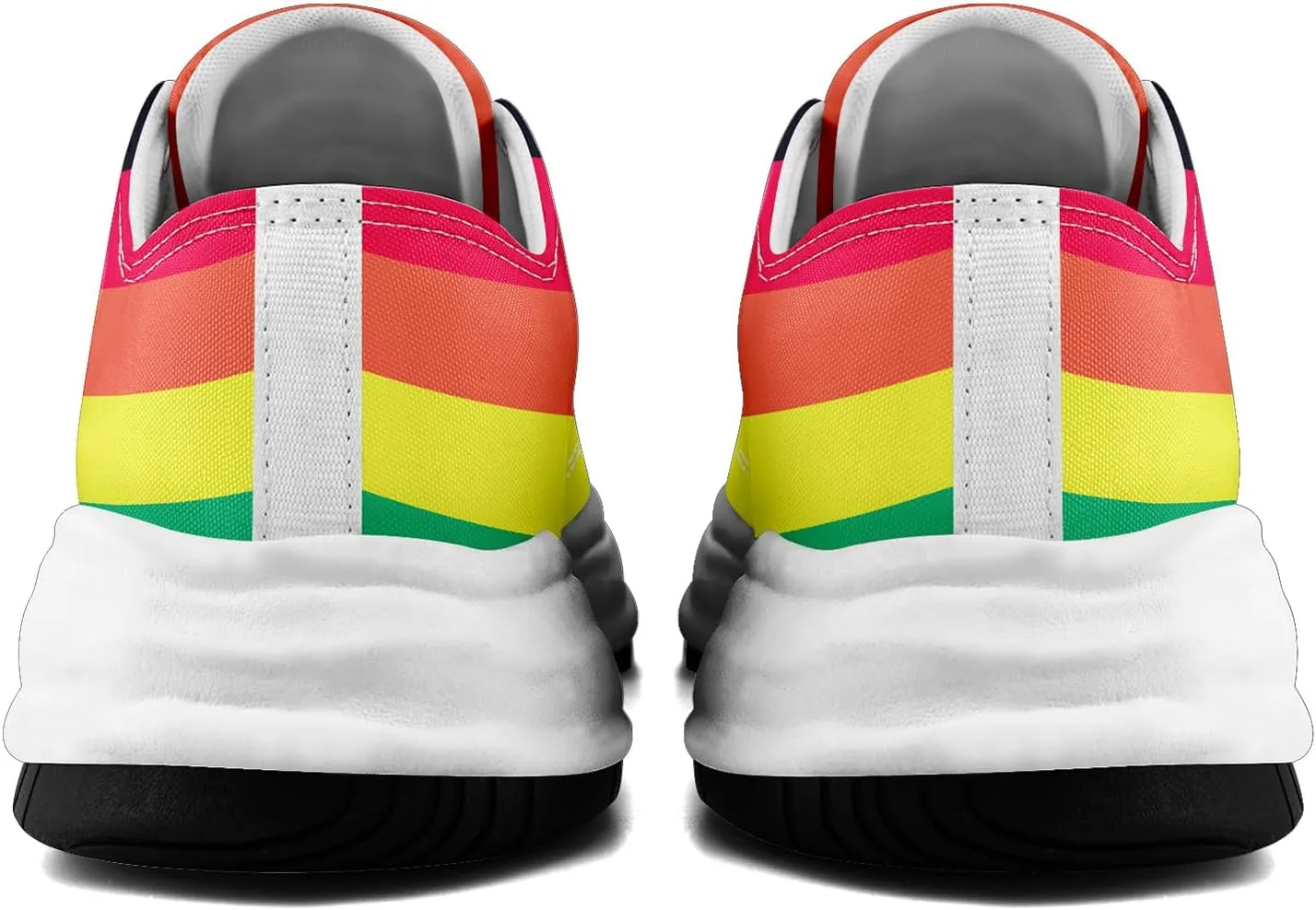 Vibrant Rainbow LGBTQ  Pride Platform Sneakers for Women, Mens Colorful Chunky Canvas Shoes Trainers Casual Footwear