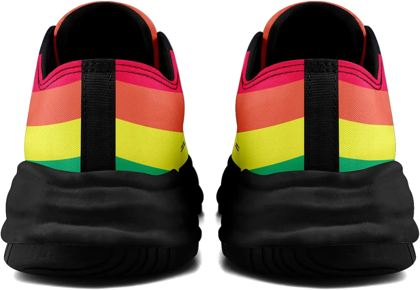 Vibrant Rainbow LGBTQ  Pride Platform Sneakers for Women, Mens Colorful Chunky Canvas Shoes Trainers Casual Footwear