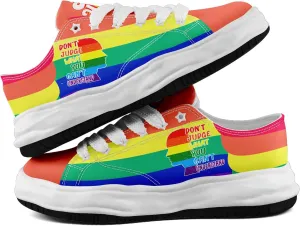 Vibrant Rainbow LGBTQ  Pride Platform Sneakers for Women, Mens Colorful Chunky Canvas Shoes Trainers Casual Footwear